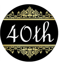 Toppers Di Compleanno 40 Anni Neri E Oro Per Cupcake In Carta Wafer Edibile.