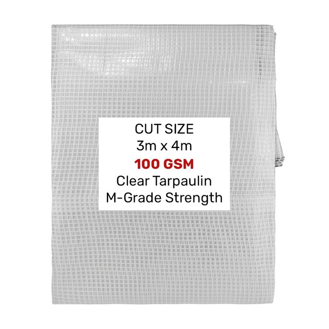 3m x 4m Heavy Duty Monotex Clear 100GSM Shed Tarp Waterproof Cover Tent Sheet 3m x 4m Heavy Duty Monotex Clear 100GSM Shed Tarp Waterproof Cover Tent Sheet
