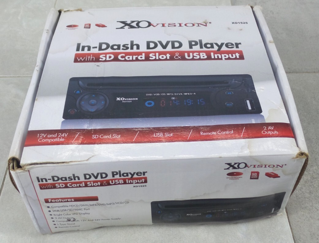 XO Vision XO1525 in-Dash DVD Player with SD Card Slot & USB 