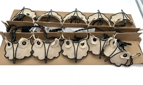 NIB Pottery Barn Great Owl String Of Lights Burlap 10 Lights 07432 Retired - 第 2/9 張圖片