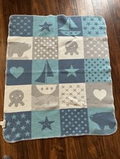 David Fussenegger Blue Octopus Sailboat Bear Organic Baby Blanket RARE Austria