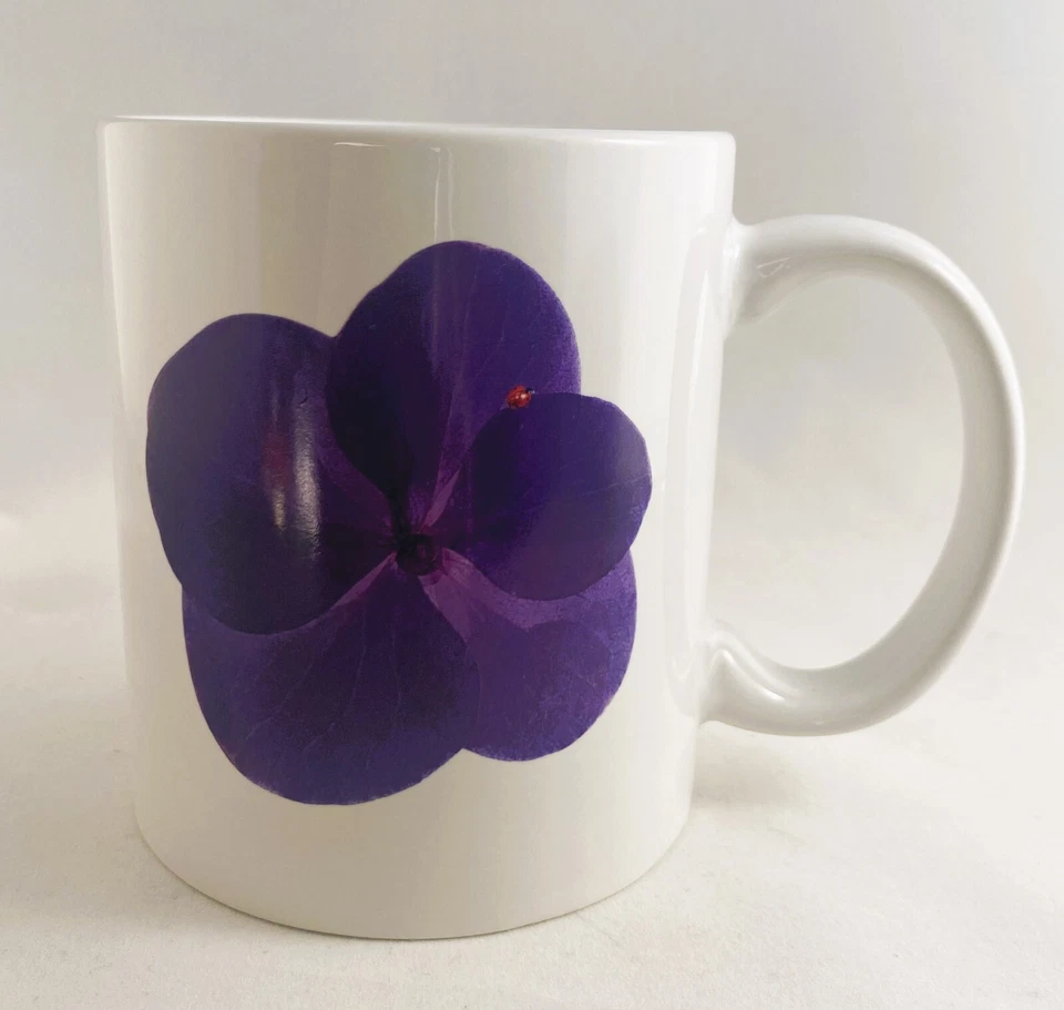 Taza de café/té de cerámica de 11 OZ - Flores rosadas y moradas - Juego de 4 Foto 4 de 4