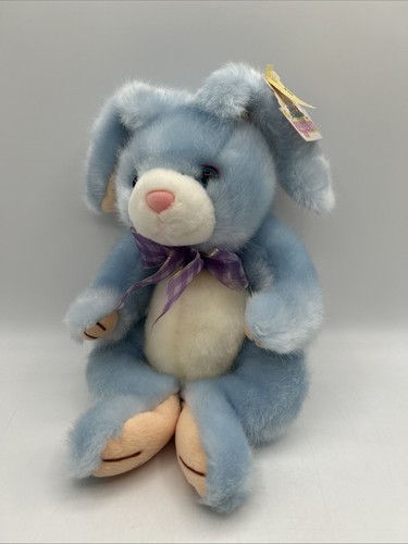 Geoffrey Toys R Us Blue White Bunny Rabbit Stuffed 15" Easter Toy 2000 VTG RARE