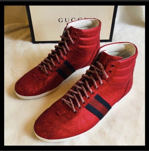 Gucci Glitter Red High Top Sneakers Men 