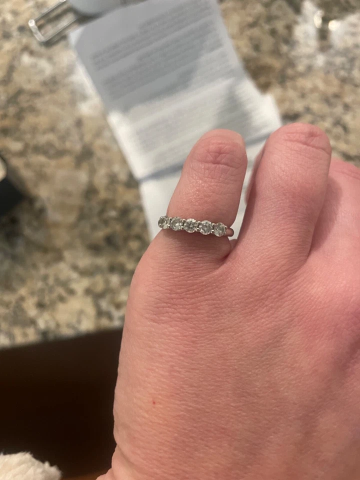 14k White Gold .75 Ct Diamond Wedding Band Ring Size 5.25 - Image 3 of 4