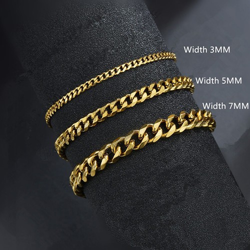 Cuban Chain Men Bracelet Classic Stainless Steel 3/5/7mm Width Chain BracelLO