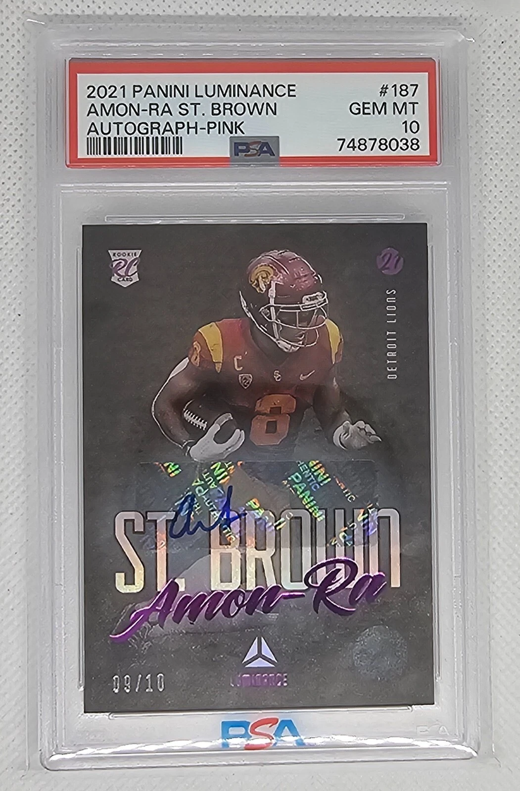 Amon-Ra St. Brown Panini Luminance Autographs #187 Pink