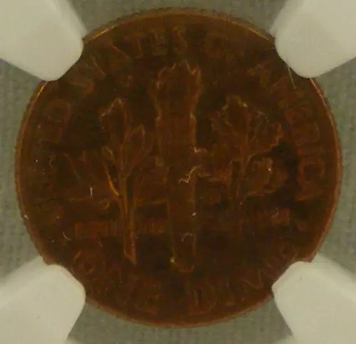 1974 D Roosevelt Dime Missing Clad Layer NGC MS 63