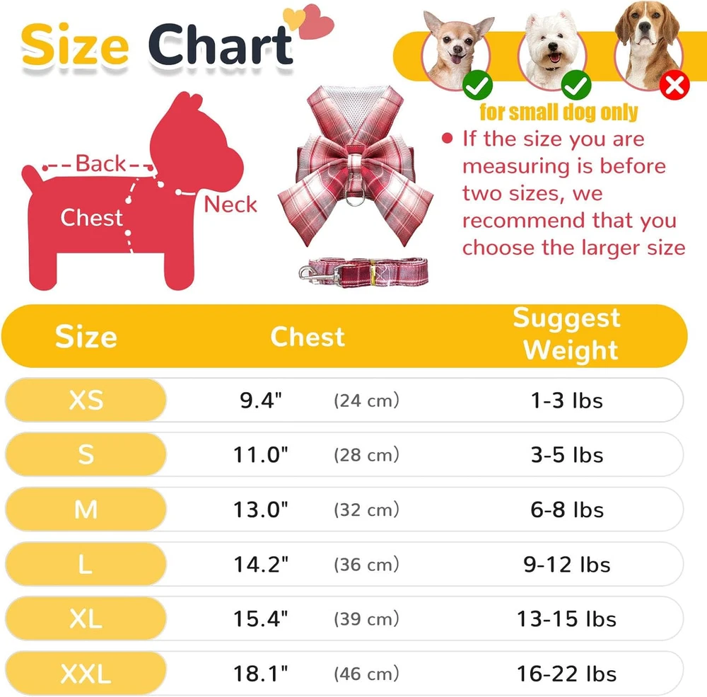 Dog Harness for Small Dogs with Bow Small Harness for Girl Dogs with D-Ring Soft