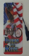 ATOP born to ride Eagle patriotic flag 3D BOOKMARK lenticular action made in USA