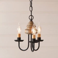 3 Arm Bellview Wood Country Chandelier in Pearwood Country Candelabra Lighting