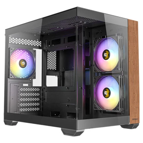 Antec CX600M Wood ARGB PC Computer Mini Tower Case Black CX600M-WOOD-ARGB