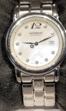 Montblanc meisterstuck watch 4810 407 womens mother  of pearl and diamond face