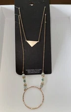 Necklaces Mint Green And Gold Triangle Hoop