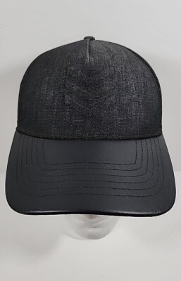 Express Cap Hat adjustable gray and black with faux leather  display picture 2
