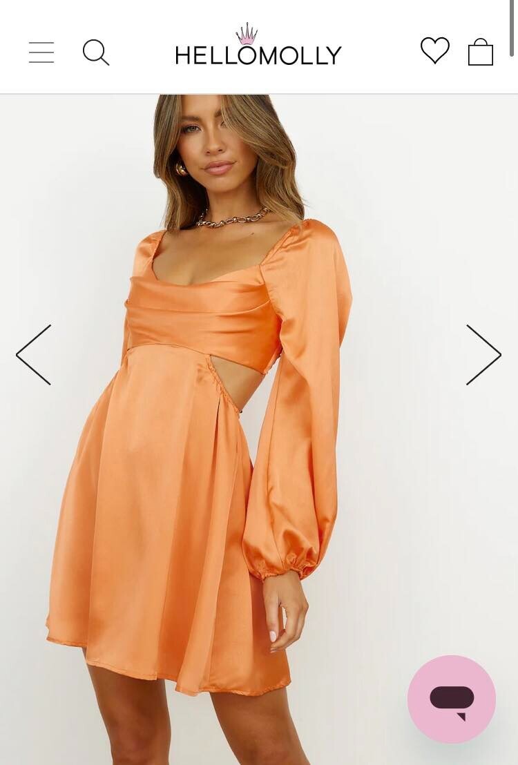 Beautiful orange satin dress from hello molly, size XS, new with