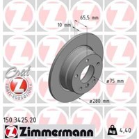 Zimmermann 2X Bremsscheibe Hinten Ø280 Mm Voll Beschichtet FüR BMW 1Er E87 116I