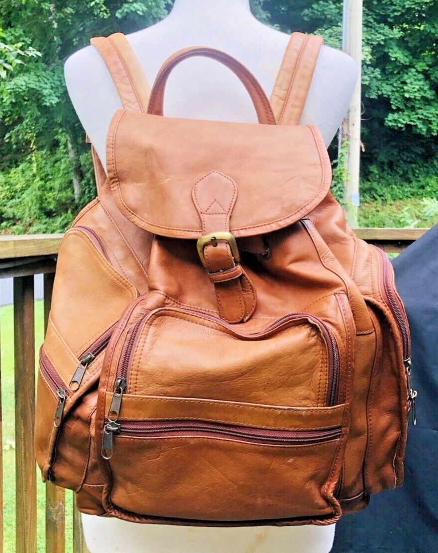 Boulder Ridge Leather Backpack Rucksack Brown Cowhide School