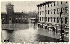 1936 Flood Post Office Washington Sq. Haverhill MA Picture Postcard