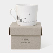East of India  I Bloody Love Tea White Porcelain Mug Tea Lover Boxed Gift 