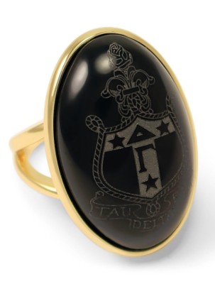 Delta Gamma Sorority Duchess Ring - 14k Gold Plated & Black Onyx- New!!!