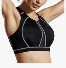 SYROKAN Women's High Impact Full Support Wire Free Padded Active Sports Bra