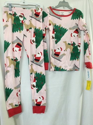 New Carter's Santa Tree Pajamas Set Boy Girls Christmas Toddler Many sizes Dark - Picture 4 of 4