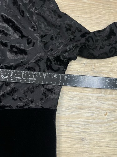 Vtg Babydoll Evening Top Women Plus 18/20 Black Velvet Burnout Fairygoth Y2K USA - Picture 8 of 9