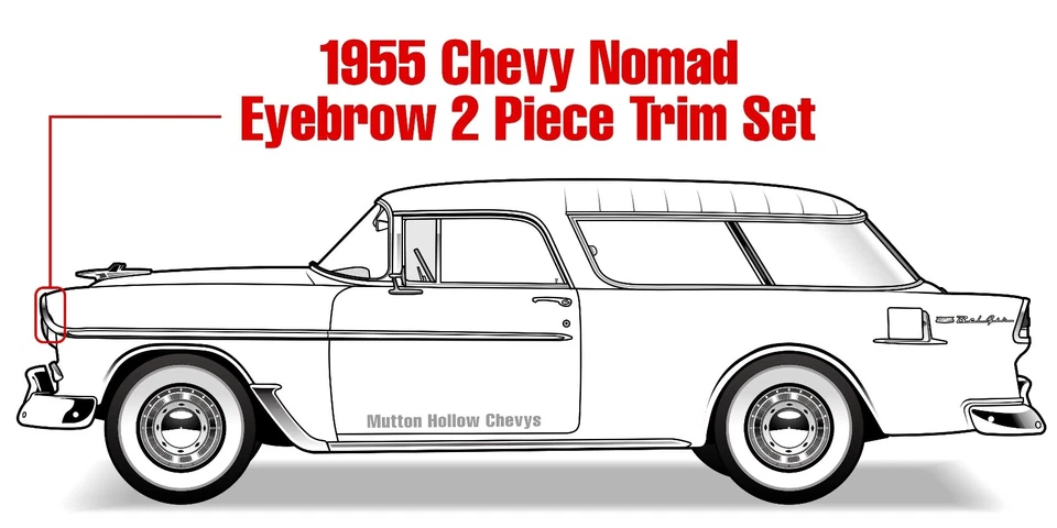 55 Chevy Nomad Cejas Juego de 2 Piezas 1955 Chevrolet Nomad Nuevo Foto 2 de 4