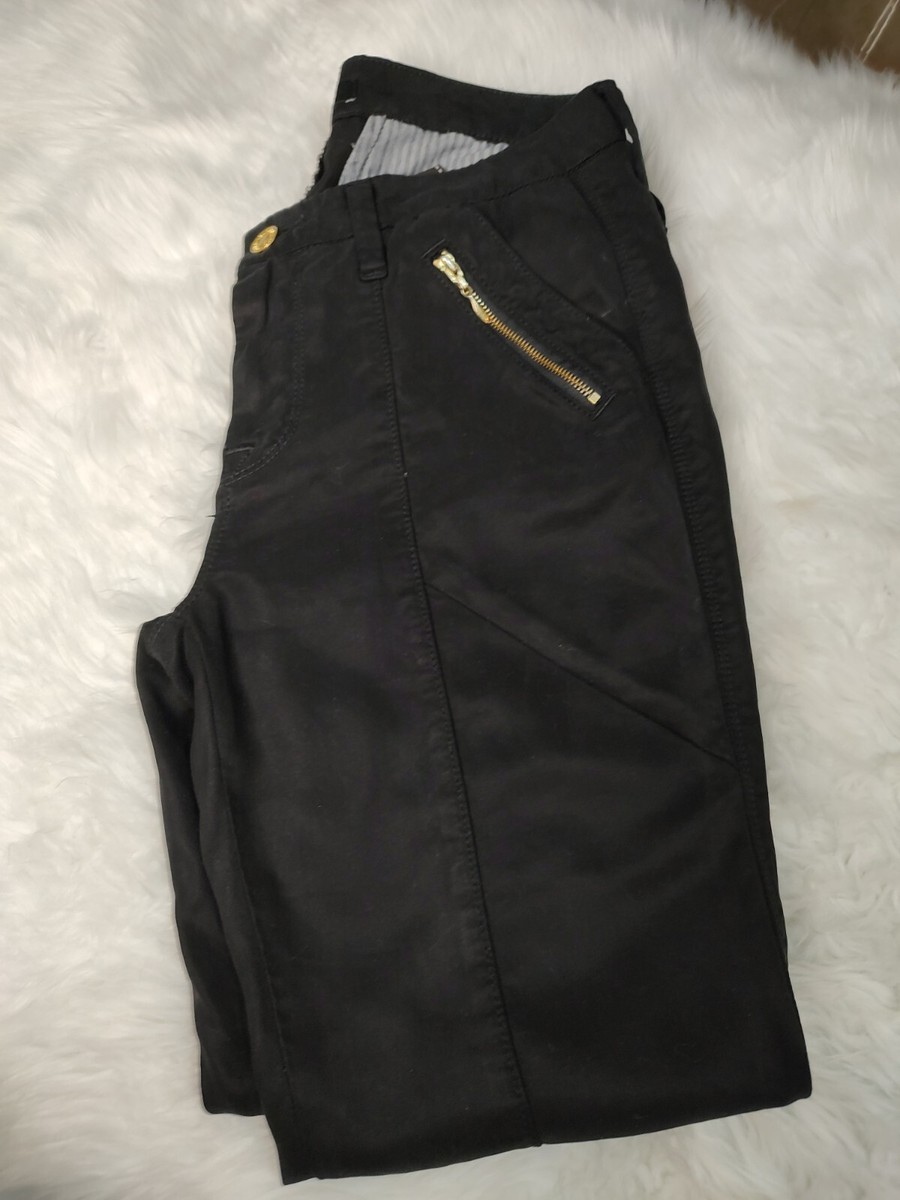 7 for all mankind Women's Black Lyocell Twill Moto Ankle Zip Pants