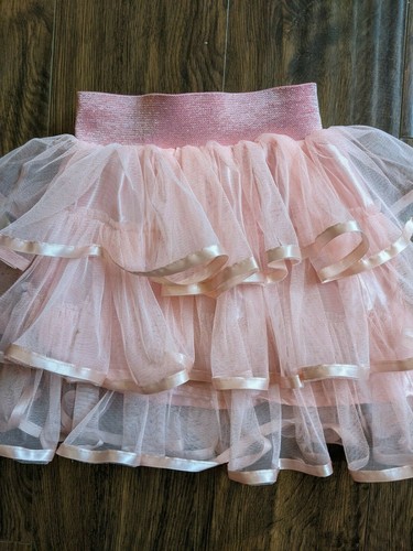 Size 4 6 Popatu Posies & Peonies Roses Pink Peach Tiered Tutu Skirt Ballerina - Picture 3 of 5