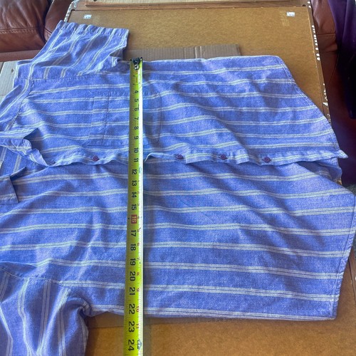 Trader Bay Shirt Mens XL Purple White Striped VTG 90s Single Stitch Collared - Picture 8 of 9