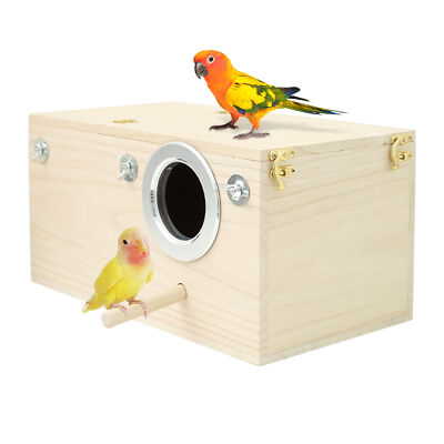 Wooden Bird Cage Parrot Nesting Box Breeding Hatching Nest for Parakeet Budgies 