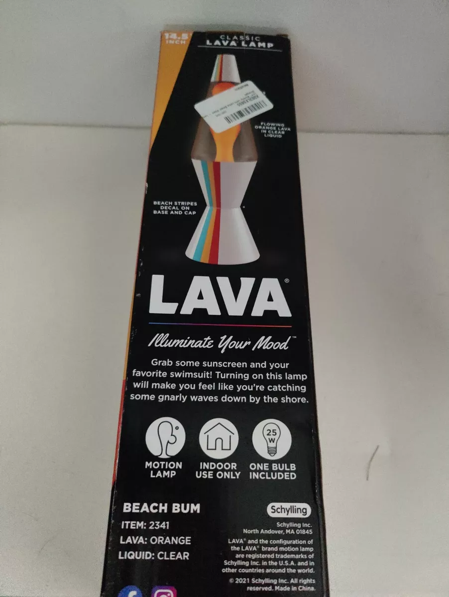 Schylling Classic Lava Lamp 14.5 Inch Beach Bum Orange Lava Clear Liquid