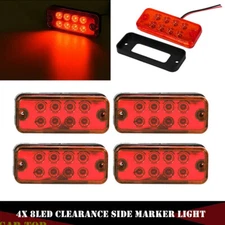 4x Red 4" Inch 8 LED Rectangle Truck Semi Trailer Side Marker Clearance Light