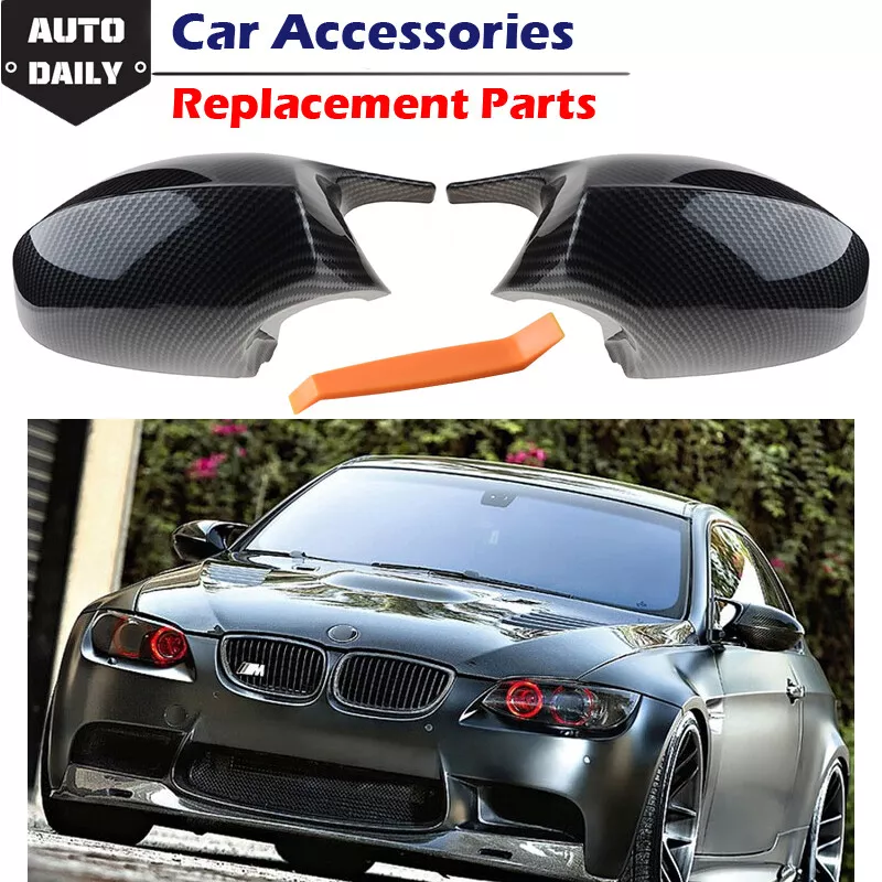 For BMW 1 3 Series E81 E82 E87 E88 E90 E91 E92 E93 Carbon Fiber（ABS) Black  Rearview Mirror Cover Caps Car Accessories