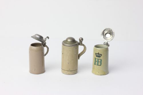 Antique German Dollhouse Gerlach Soft Metal Stein Holder 3 Steins 1:12 Miniature - Picture 4 of 7