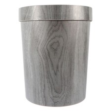 Image of Grey Wood Bin Waste Paper Bins for Bedrooms Retro Trash Can Office
