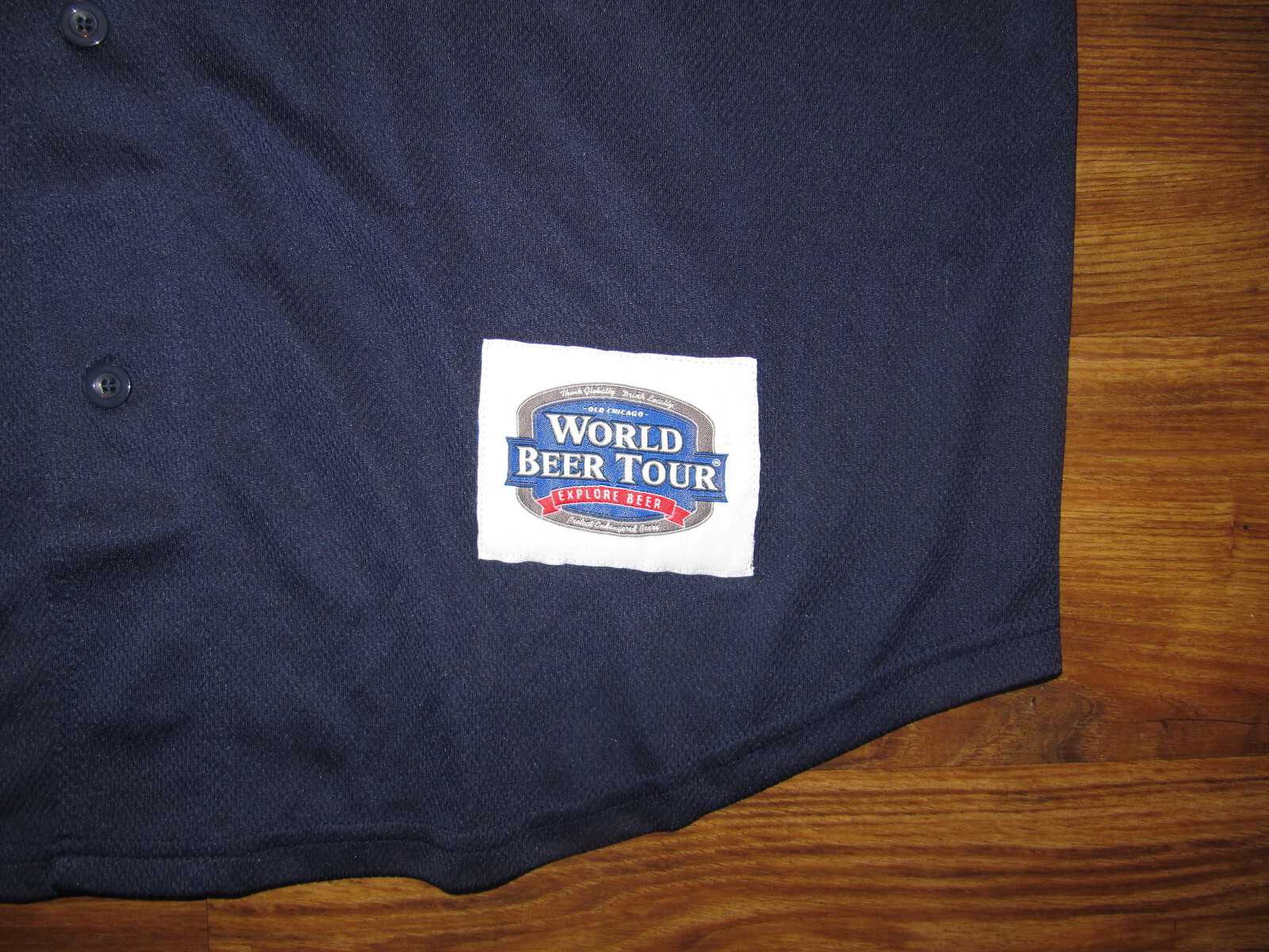 Old Chicago Restaurant Button Baseball Jersey, Bl… - image 3