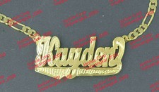 PERSONALIZED 14K GOLD PLATED UNISEX MEN'S DOUBLE NAME PLATE NECKLACE, ANY NAME