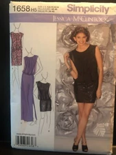 Simplicity Pattern 1658 MISSES & PETITE DRESS Sz 6-14 Drape Pleats Mini Maxi
