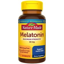 Nature Made Melatonin 10Mg Maximum Strength Sleep Support 70 Count Tablets