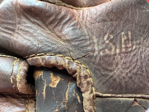 Rare USN 1930s 1940s WWII Era Leather Baseball Glove Mitt US Navy Wilson? VTG - Picture 2 of 10