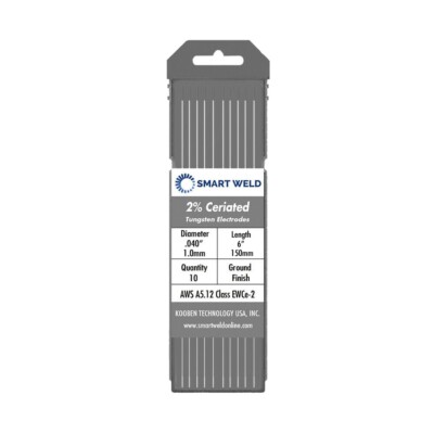 2% Ceriated TIG Welding Tungsten Electrode .040''x6'' Grey WC20 10 pack