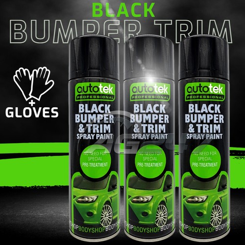 3 x 500ml AUTOTEK Car Black Faded Plastic Bumper & Trim Restore Spray Paint+G+M - Picture 8 of 13