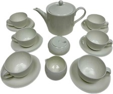 Bone China Dinnerware and Serveware. 15 Piece Tea Set, Service for 6, White