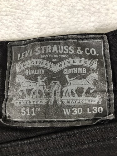 Levis 511 Jeans Mens 30x30 (Fits 30x28.5) Black Slim Denim Stretch Preppy - Picture 3 of 10
