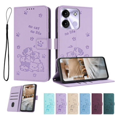 Embossing Flip Cat Wallet Phone Case For Itel A50 A60 A60S RS4 P65 P55 Plus S23