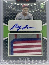 2021 LEAF PERFECT GAME GREEN JAYSON JONES FLAG PATCH AUTO # 3/19