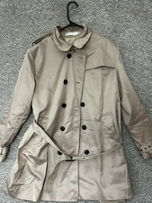 Bel CC Boutique Double Breasted Belted Tan Long Trench Coat Jacket Size XL